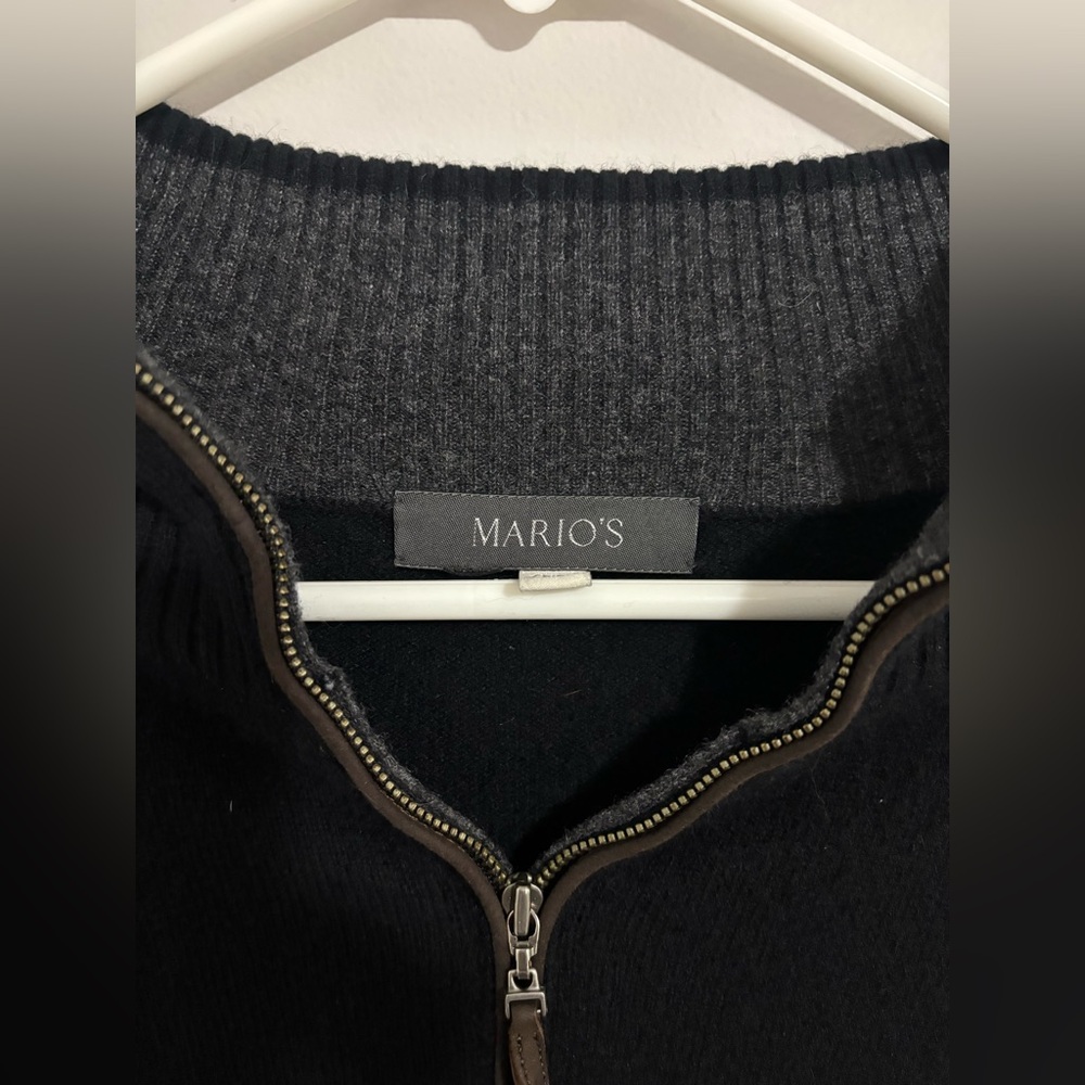 MARIO’S Men's Zip-Up Sweater in Black and Gray 100% Cashmere XXL - Picture 2 of 4